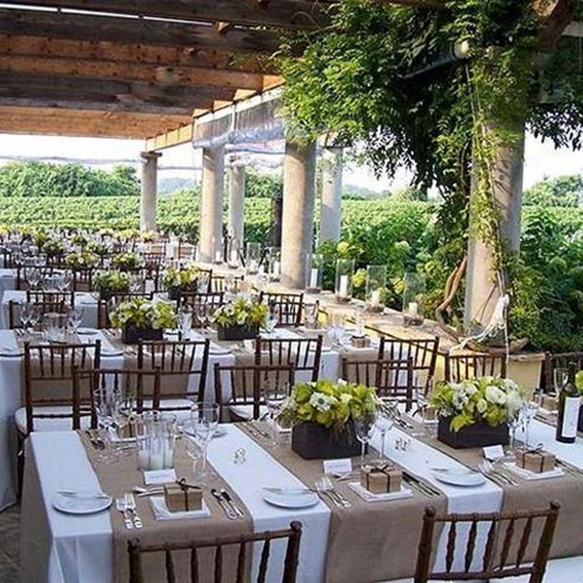 

5pcs 300x30cm Natural Burlap Jute Table Runner for Rustic Classic Vineyard Wedding table decoration Home table chair decoration