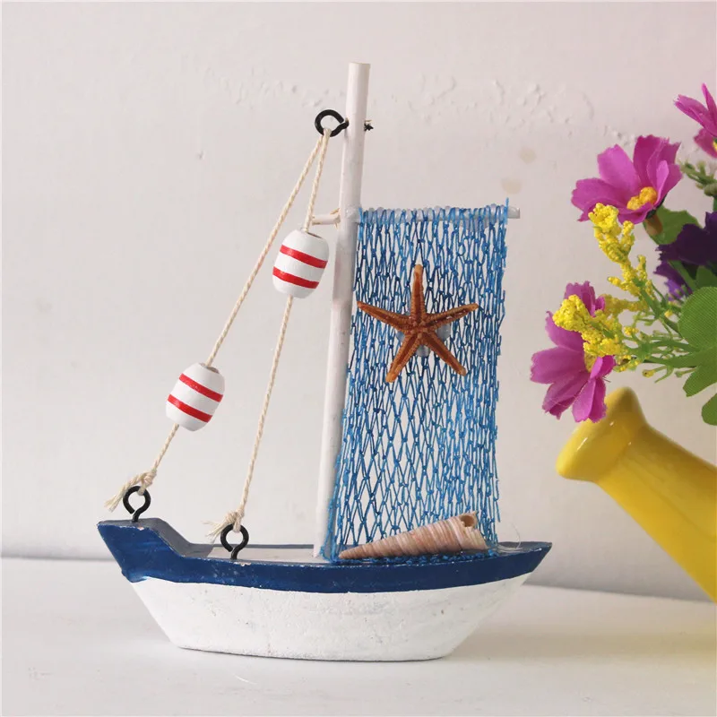 Мини Средиземноморский сетки Морская звезда парусник орнамент деревянный синий белый полосатый парусник образец прикладного искусства домашний Морской Декор