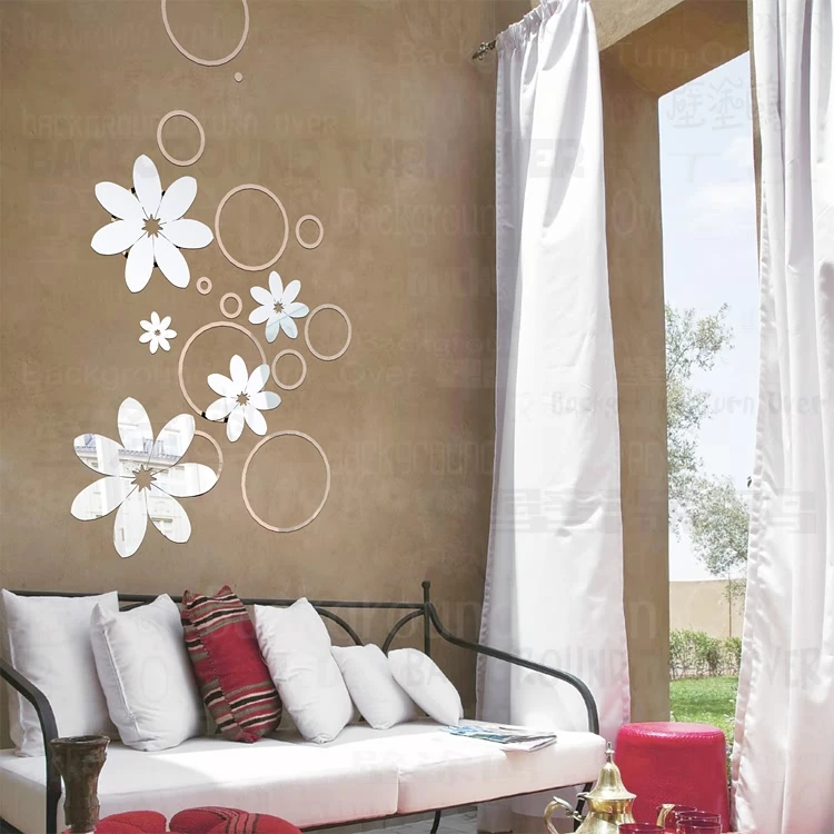 DIY creative Bordeaux circle flower backdrops mirror decoration wall