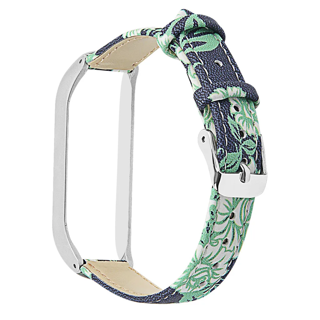 Кожаный ремешок с принтом на запястье для Xiaomi Mi, 4 умные часы с ремнем, металлический корпус, чехол для замены, мужской t Band, спортивный браслет для женщин и мужчин - Color: G