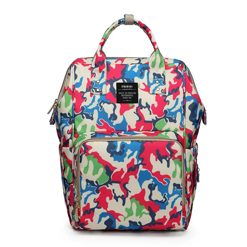 Heine New Products Cartoon Puppy Fashion Camo Printed Mummy Travel Shoulder Backpack Bag 2