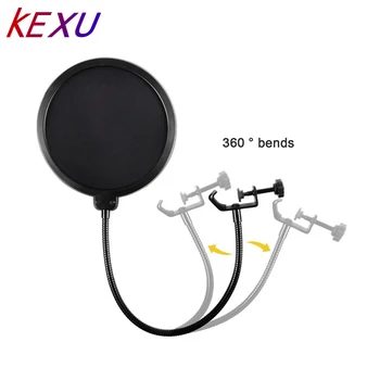 

KEXU Microphone Wind Screen Pop Filter Mask Shield Flexible Professional Condenser Microphone Mic BOP Cover for Broadcast Record