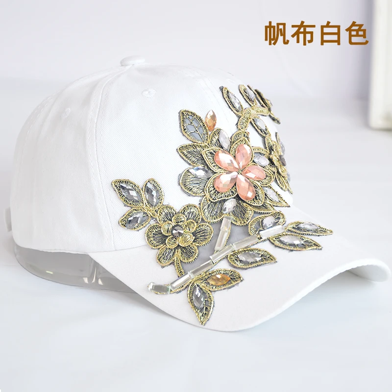 Женская бейсбольная кепка Алмазная вышивка цветок джинсовая бейсболка Шляпы джинсы женская кепка ковбойская летняя Солнцезащитная шляпа