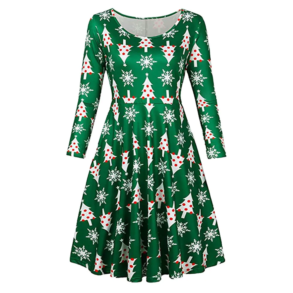 Large Size Winter Women Dresses Casual Cute Printed Christmas Dress ...