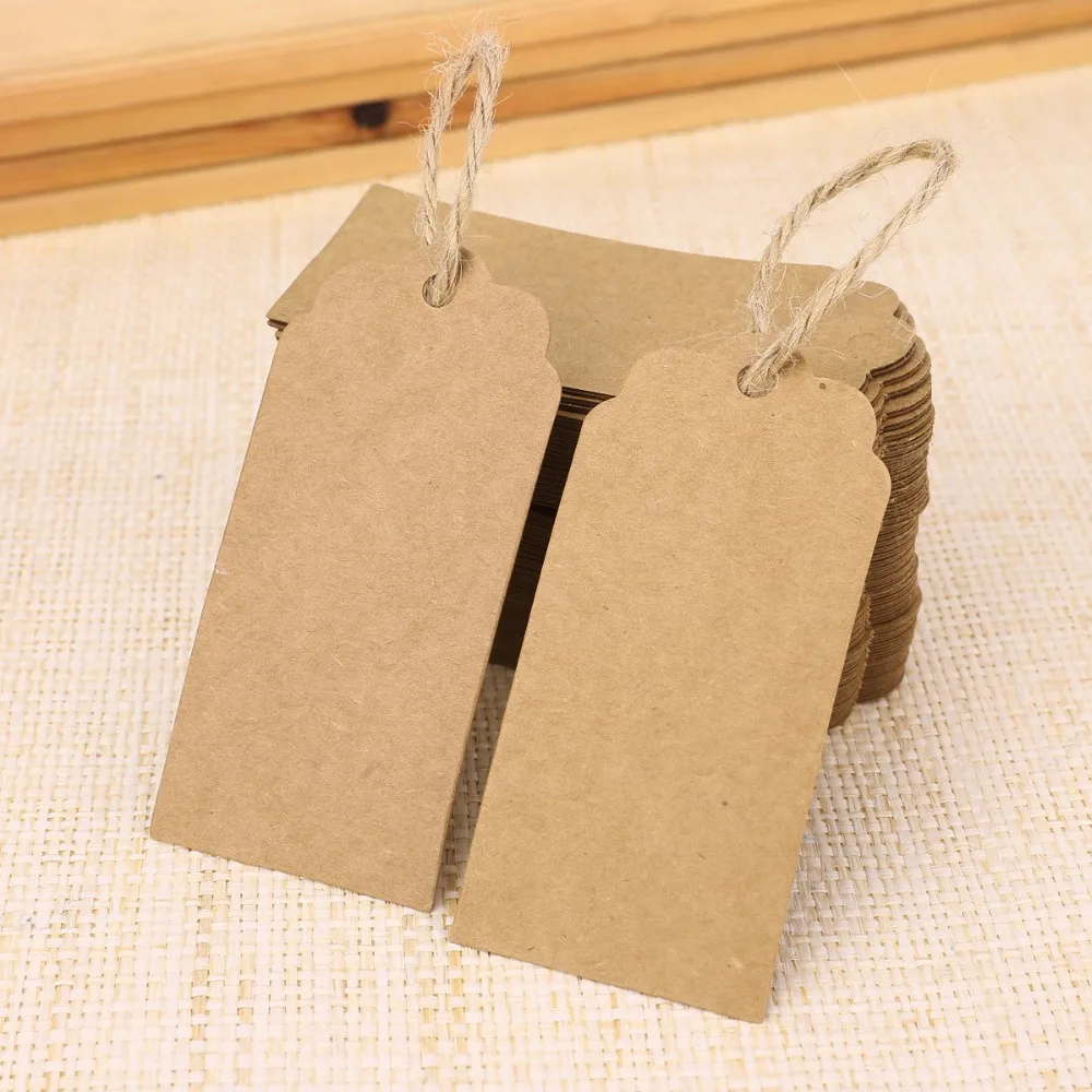 Винтаж kraft Бумага подарочные карты метки с swirl края для Свадебные украшения DIY