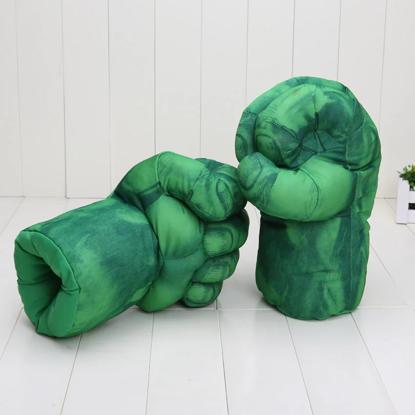 1 пара 10 дюймов горячая Распродажа невероятные Hulk Smash руки, Человек-паук плюшевые перчатки игрушечный игрушки Новое поступление плюшевые игрушки - Цвет: green