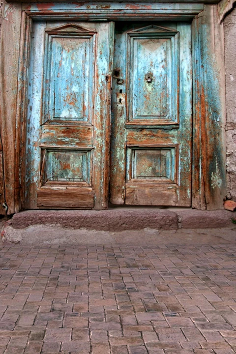 HUAYI blue old door photo background art fabric photography backdrop