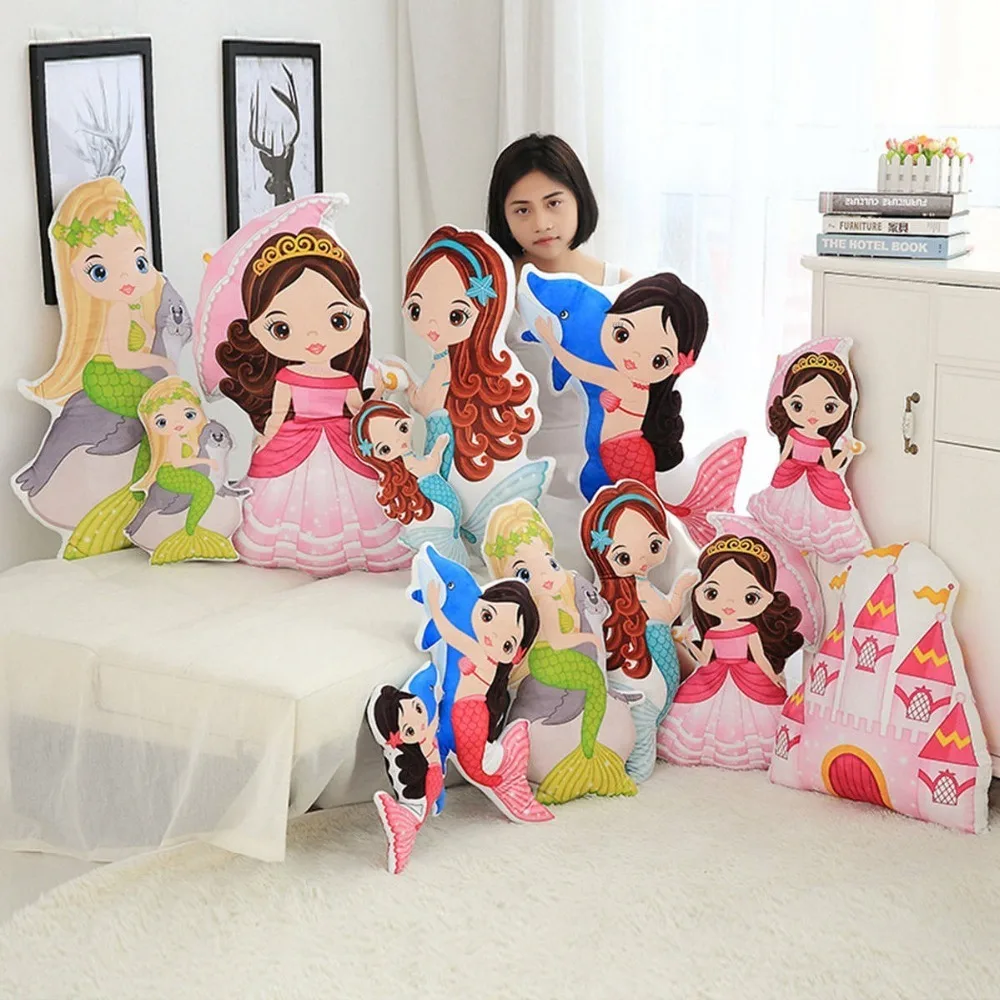 

40/70 Cm Soft Mermaid Princess Plush Toy Adorable Stuffed Princess Image Cushion Pillow Appease Toys For Girl Bedroom Decoration
