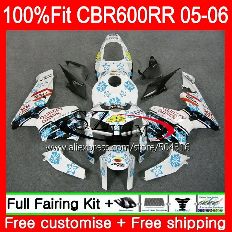 

Injection For HONDA CBR 600RR CBR600 RR 05 06 600F5 Blue white 51SH.22 CBR600RR F5 05 06 CBR600F5 CBR 600 RR 2005 2006 Fairings