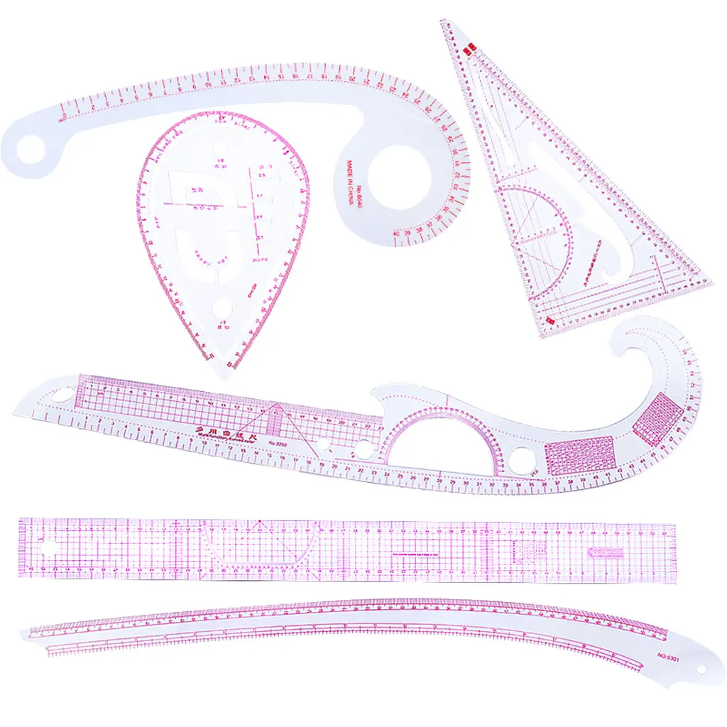 6Pcs Multi Function French Sewing Curve Ruler Set for Tailors Sewing Pattern Grading Making