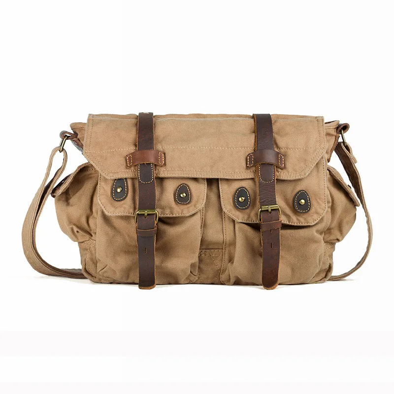Retro Washed Canvas Men's Crossbody Shoulder Bag Satchel Travel Laptop Camera Bags Messenger Bags