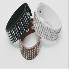 Модные широкие браслеты унисекс в стиле панк с металлическими заклепками для женщин и мужчин, ювелирные аксессуары, ретро повседневный Браслет-манжета