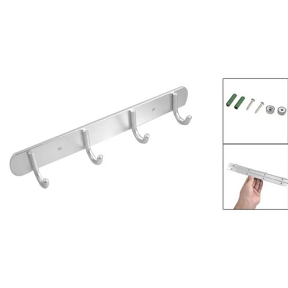

Aluminium Alloy 4 Hanger Towel Hat Coat Clothes Wall Mount Rack Hook
