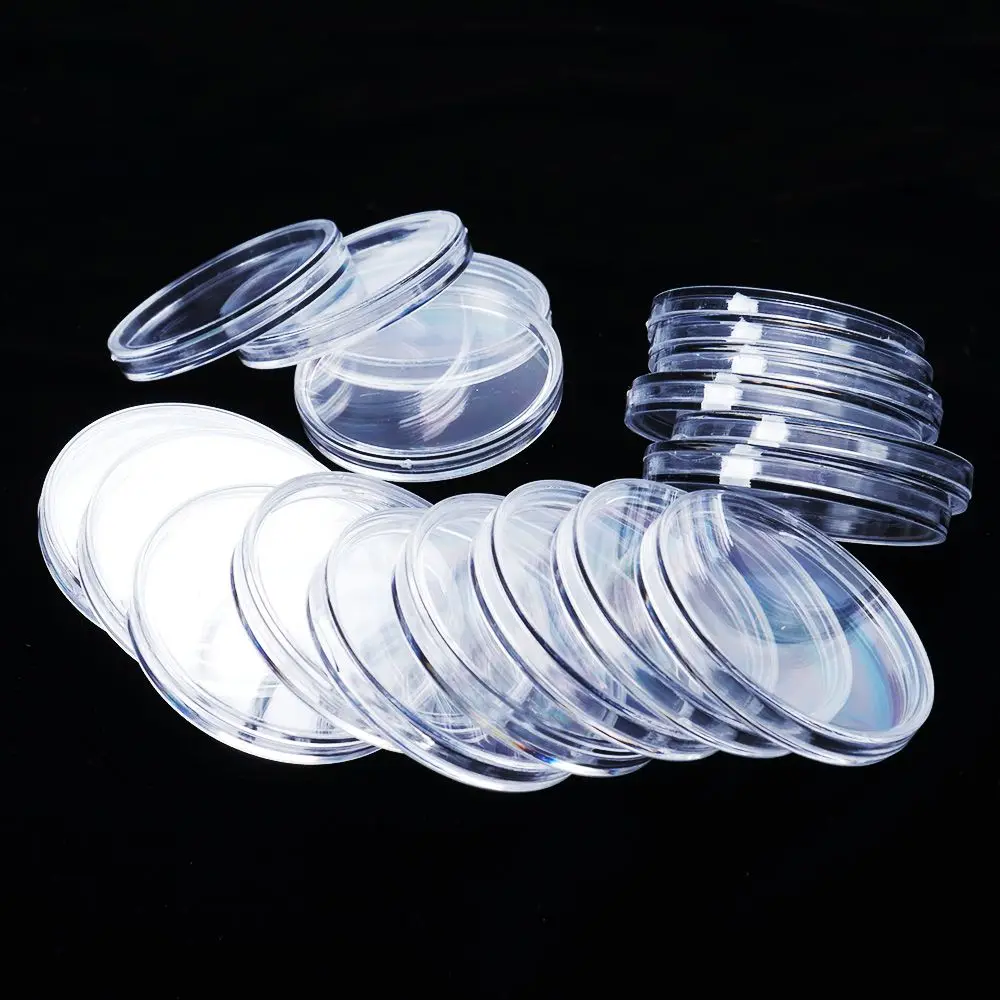 

20 Pcs/Set Plastic Mint Storage Box 20 Capsules Holder Round 46mm Applied Clear Container Box Collection Display