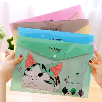 

MQStyle 1Pcs New Cute Cheese Cat PVC A4 File Folder Document Filing Bag Stationery Bag Gift H2350