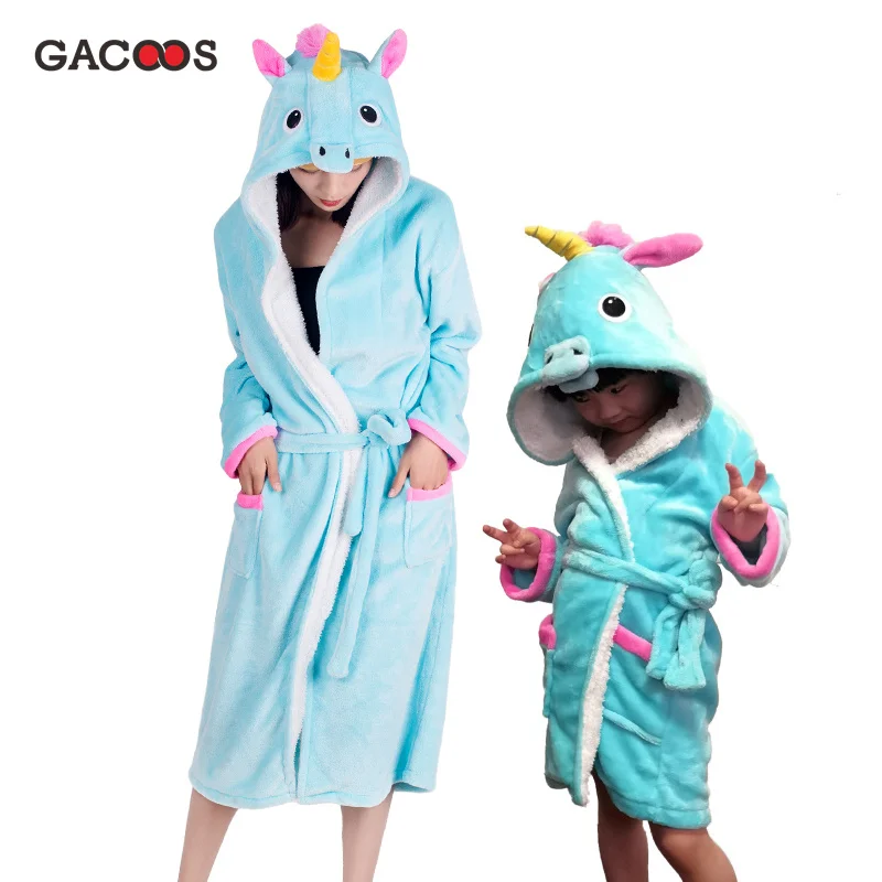 

Kids Women Unicorn Robe For Girls Pajamas Animal Hooded Nightgown Adults Bathrobe Pikachu Panda Stitch Bath Robe Dressing Gown