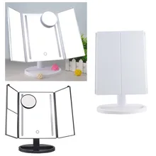 Светодиодный сенсорный экран зеркало для макияжа с лампой Настольный макияж 1X/2X/3X/10X увеличительные зеркала туалетный столик 3 Складные регулируемые зеркала