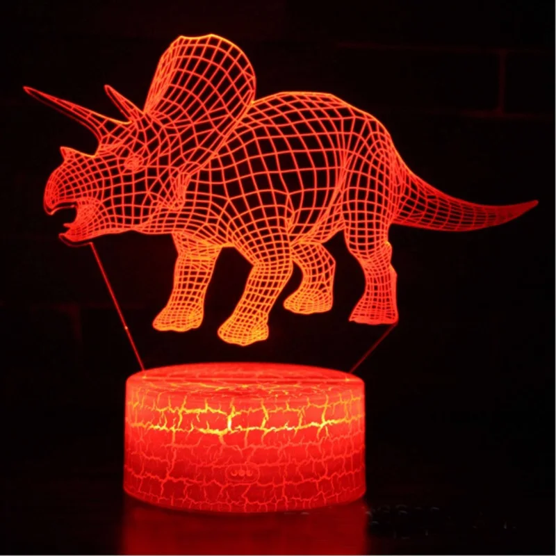 Юрский Мир тираннозавр Rex mark 3D лампа игра светодиодный ночник 7 цветов Изменение сенсорного настроения лампа Прямая поставка - Испускаемый цвет: Triceratops