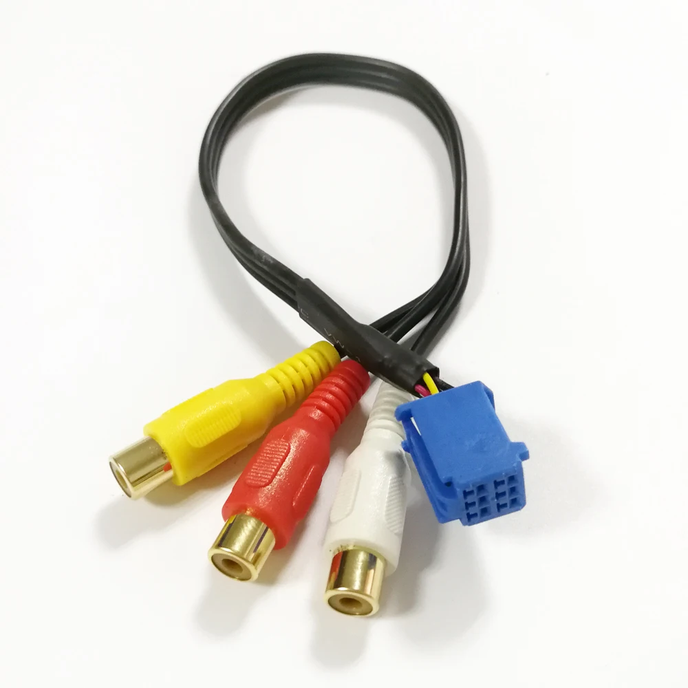 

60CM RCA Female Audio/ Video AV-In Cable Wire For Toyota Headunit 6Pin Blue A/V Port 3040