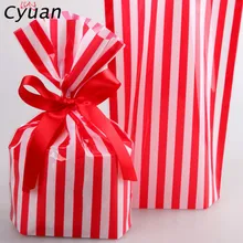 Cyuan 10Pcs Striped Pattern Candy Bags Event Party Supplies Gift Box Birthday Party Baby Shower Wedding Baking Cookies Pack Bag