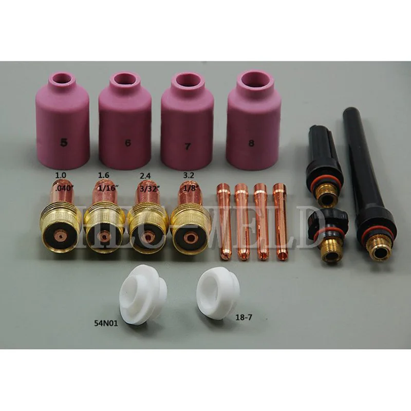 

TIG Welding Consumables Accessories KIT Gas lens Nozzle insulator Cup Fit TIG welding Torch SR PTA DB WP 17 18 26 Series 17PK