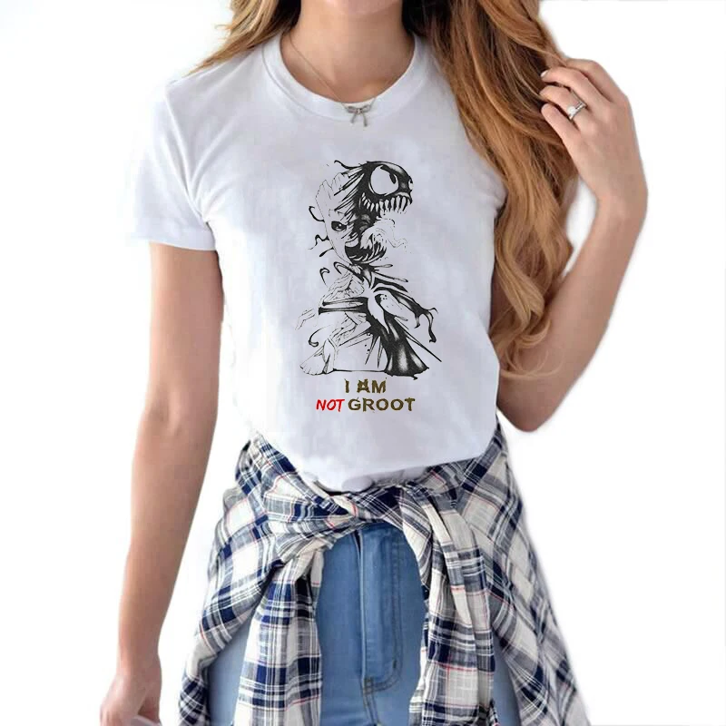 

Groot and Venom Movie Guardian of The Galaxy T-shirt Fashion Summer Harajuku Streetwear Superhero Marvel Women Groot Tshirt