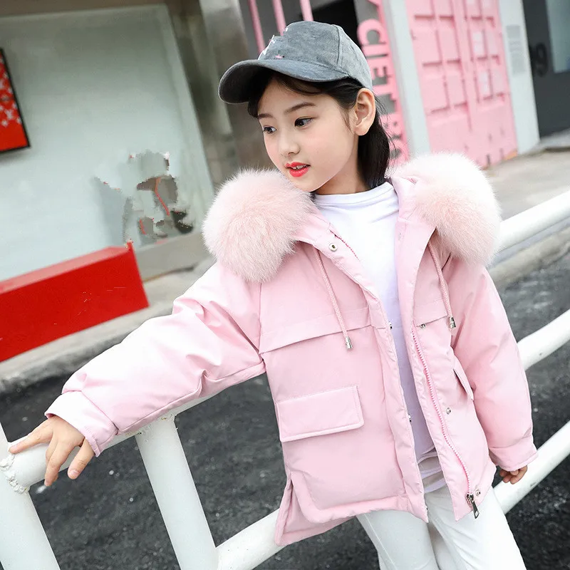 

kids coats girls winter 2018 tennager girls winter jackets solid white duck down girls parkas big fur collar thicken girl coat