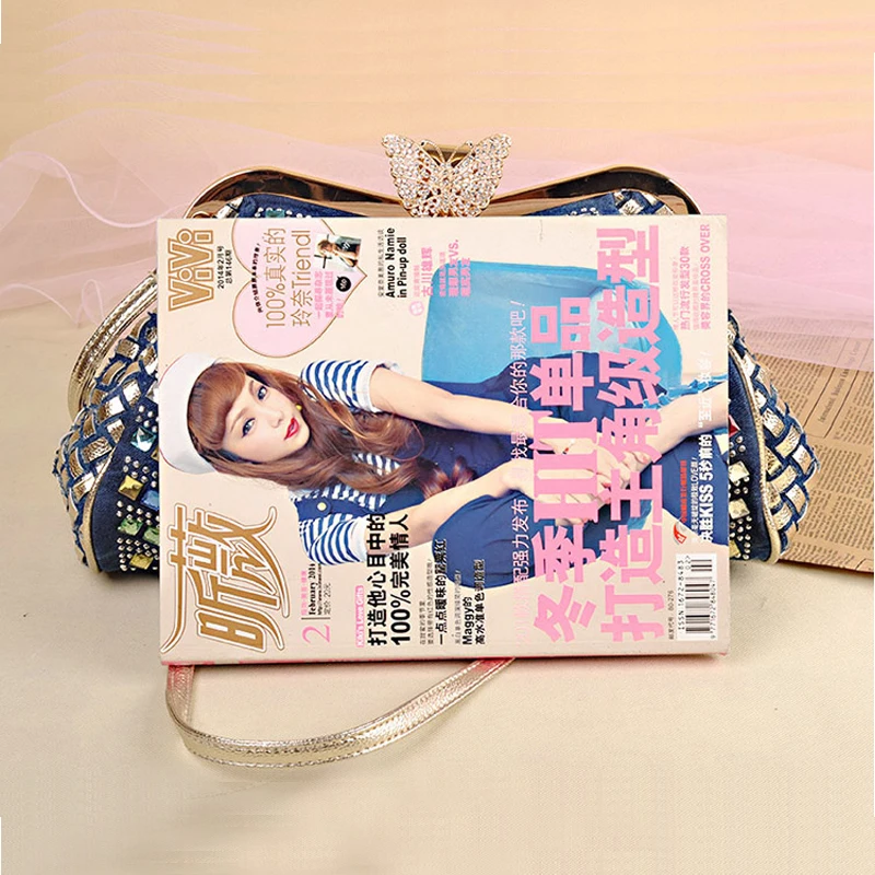 iPinee Ladies Handbags Women Fashion Bags Brand Design Women' Shoulder Bags Denim Rhinestones Decorative