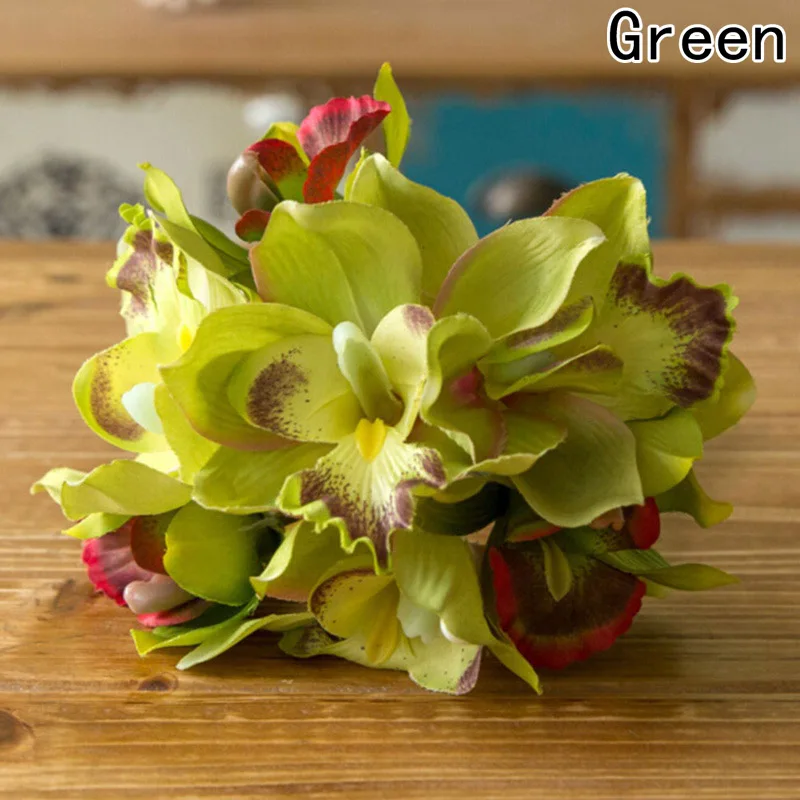 Букет из 7 штук орхидеи латекса Cymbidium для домашвечерние вечеринки искусственные