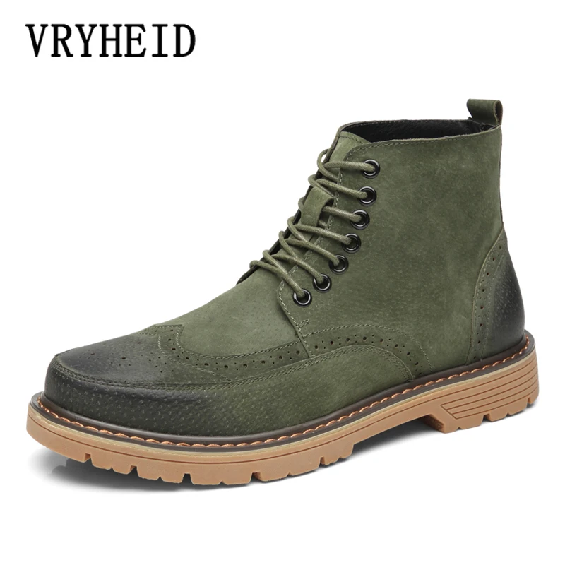 

VRYHEID Brand Genuine Leather Men Boots Autumn And Winter Man Shoes Ankle Boot Men's Snow Shoe Waterproof Work Plus Size 38-45