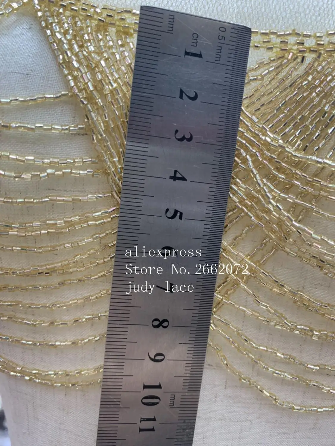 

stock 10piece/bag 30 cm gold lace beaded neckline fringe used for dress dress wedding dress decoration YM156#