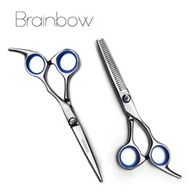 Brainbow 6 inch Cutting Thinning Styling Tool Hair Scissors Stainless Steel Salon Hairdressing Shears Regular Flat Teeth Blades