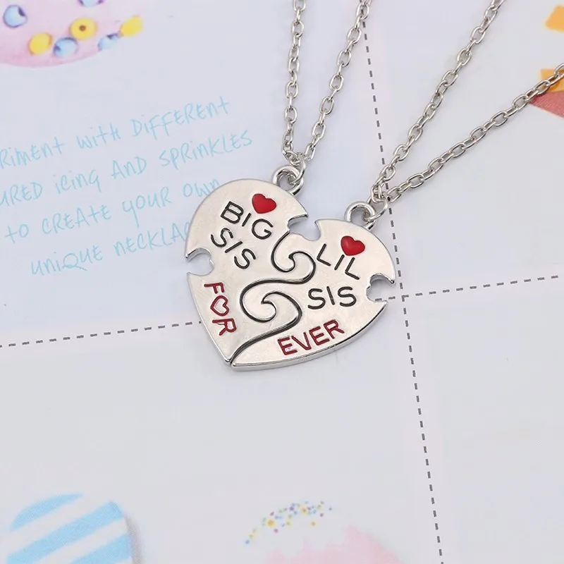 Best-Sister-Necklace-For-Women-Broken-Red-Love-Heart-Pendant-Silver-Big-Sis-Little-Sis-Forever (2)