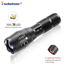 Led taschenlampe 7200lm 5-mode linterna xm-l t6 lanterna led zoomable foco torche zaklamp mão luz por 18650 ou 3 * aaa