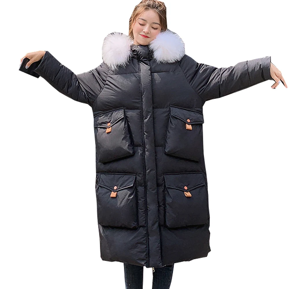 Популярные большие размеры chaqueta mujer Горячая длинная стильная куртка Новая городская Повседневная зимняя пуховая парка 801