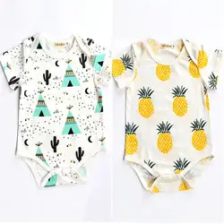 Симпатичные новорожденных для маленьких мальчиков девочек хлопковые боди короткий рукав Детские комбинезоны одежда