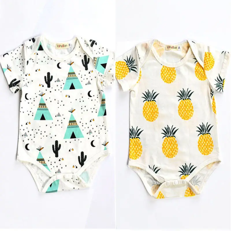 

Cute Newborn Baby Boys Girls Cotton Bodysuit Short Sleeve Jumpsuit Outfits Clothes