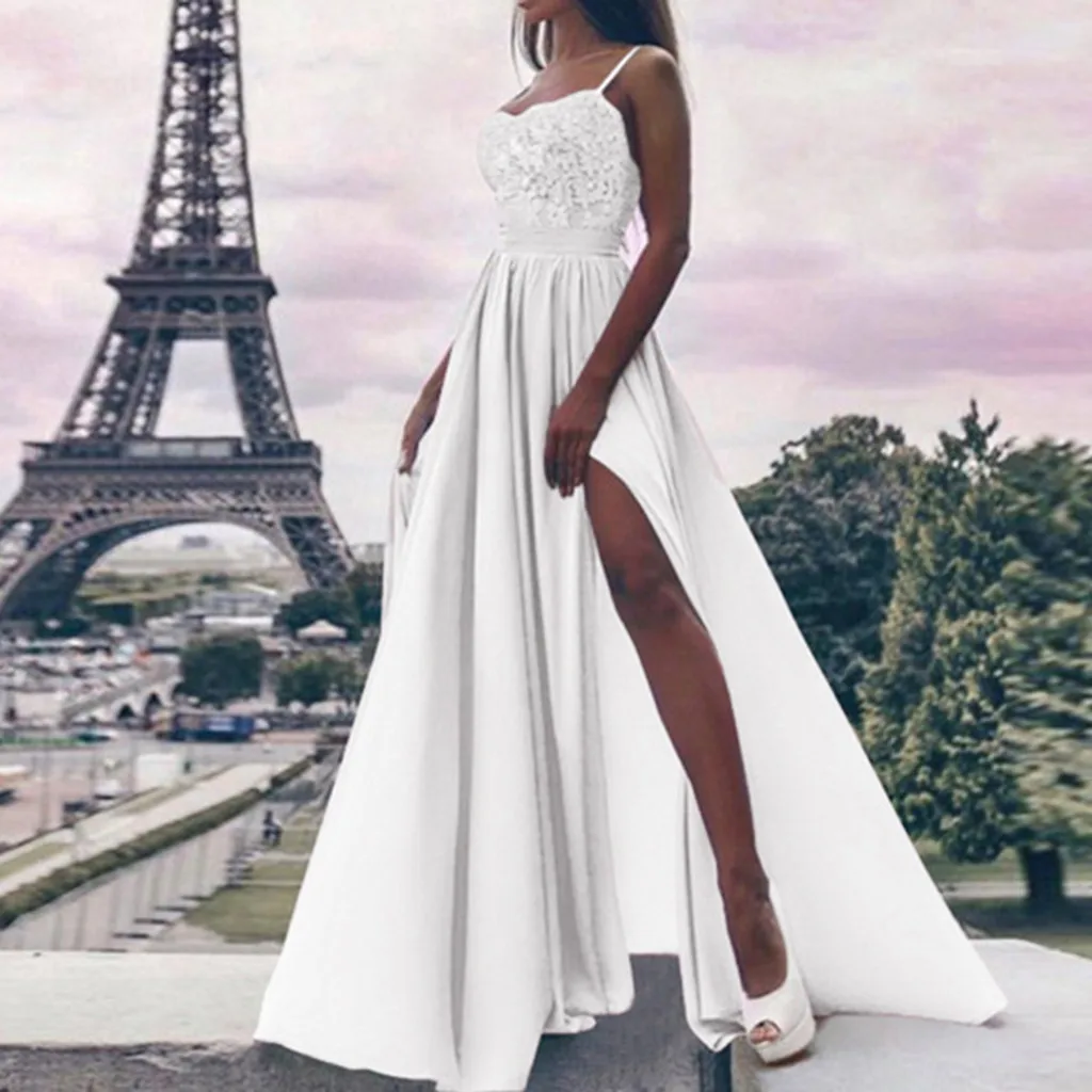 Women Sexy Lace Sleeveless Evening Party Ball Prom Wedding Braces Long