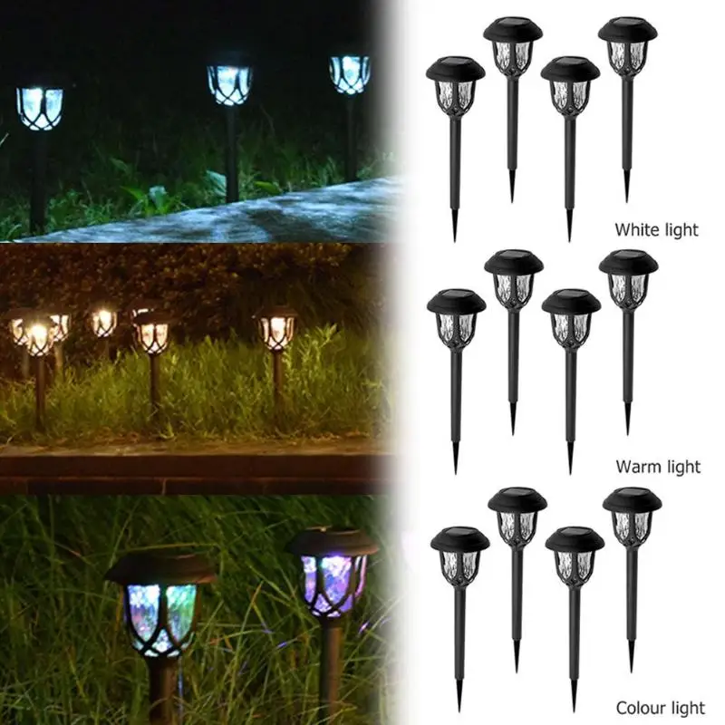 4pcs LED Solar Lawn Lamp Waterproof IP65 Outdoor Path Light Garden Decoration