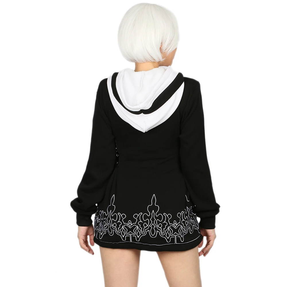 Худи XCOSER NieR Automata 2B черная хлопковая толстовка костюм для косплея пальто