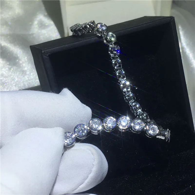

Fashion Tennis Bracelet 5A cubic zirconia White Gold Filled Engagement Wedding Bracelets for women Bridal Gift