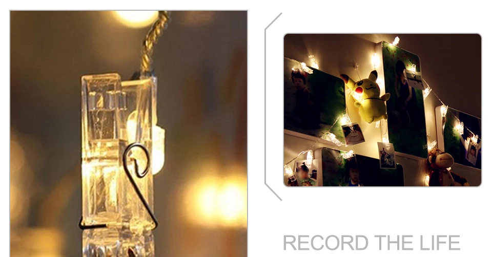 1.5M 2M 3M Photo Clip Holder LED String lights For Christmas New Year Party Wedding Home Decoration Fairy lights Battery (10)