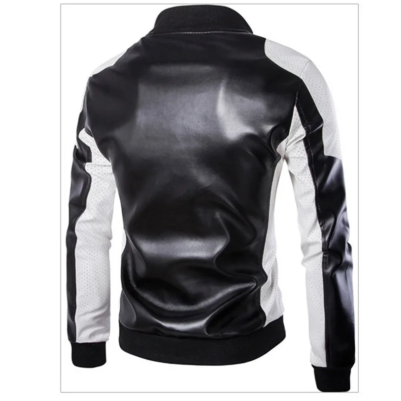 Cycling Jackets Mens Autumn Winter Long Sleeve Stand Patchwork Leather Coat Outwear Cycling Windproof Jacket Coat #2S21 (5)