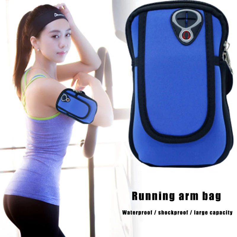 5 inch Sports Jogging Gym Armband Running Bag Arm Wrist Band Hand Mobile Phone Case Holder Bag Outdoor Waterproof Nylon Arm Bag