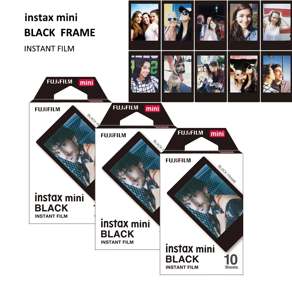 30 листов подлинной Fujifilm Instax Mini черная рамка пленка для мгновенной мини 11 7s 8 90 70 25
