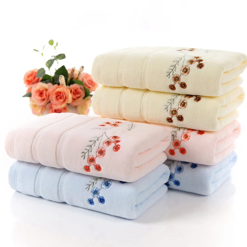 100% Cotton bath towel for Adults Beautiful Flowers Pattern Quick-Dry Beach Towel Rectangle Towels Luxury gift | Дом и сад