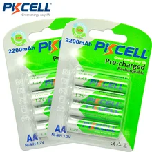 8Pcs/2card PKCELL AA Rechargeable Battery AA NiMH 1.2V 2200mAh Ni-MH 2A Pre-charged Bateria Rechargeable Batteries for Camera