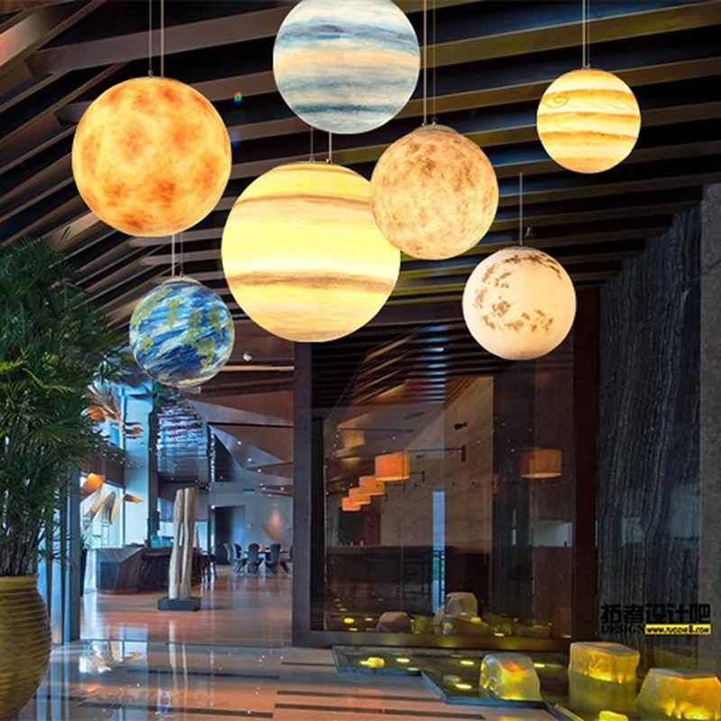 

Moon Planet universe color LED Pendant Lamp Hanging Light for Study Dining Room Restaurant Children room Gift Decoration 220V
