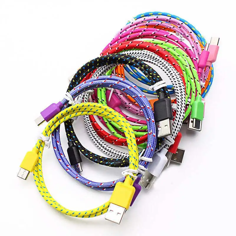 100 шт./партия 3 фута нейлоновая оплетка USB Type C зарядный кабель аксессуар связки для