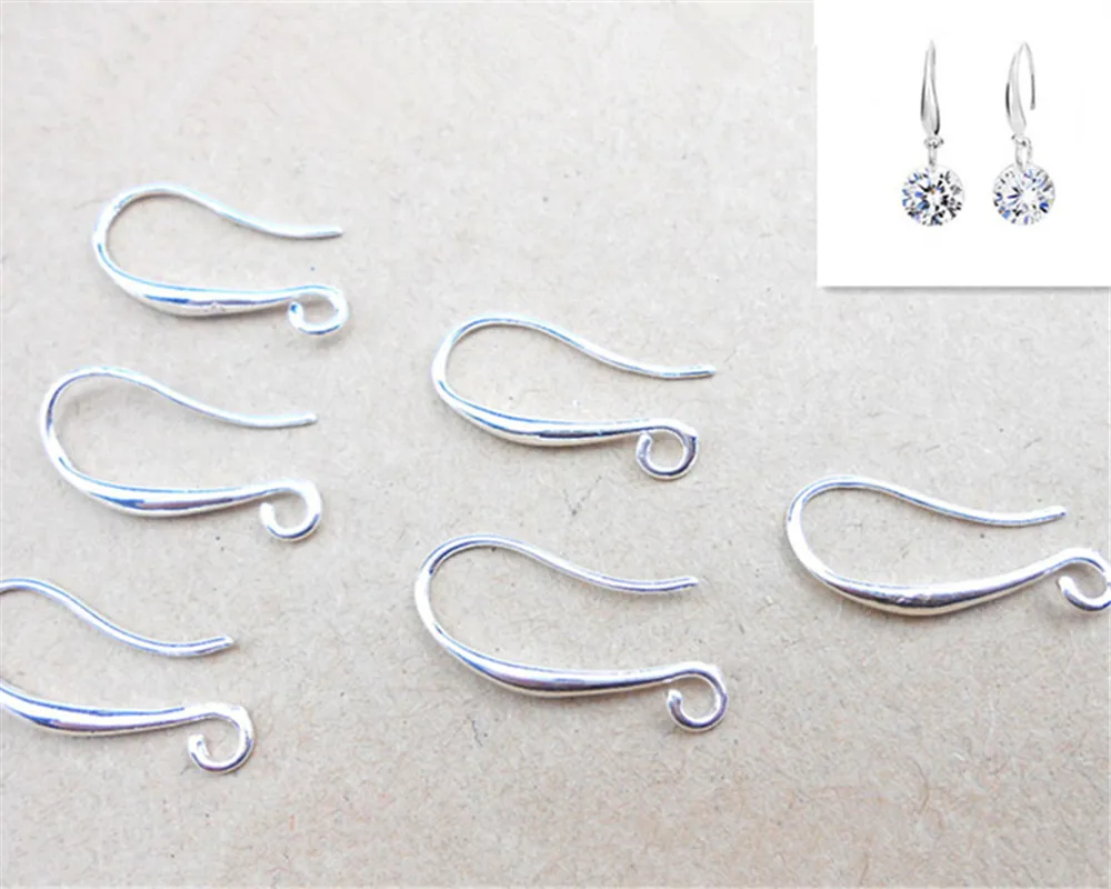 

Free 20pcs Fast Shipping Making Beads Jewelry Accessories Findings 925 Sterling Silver Hook Earring Pinch Smooth Ear Wires Women